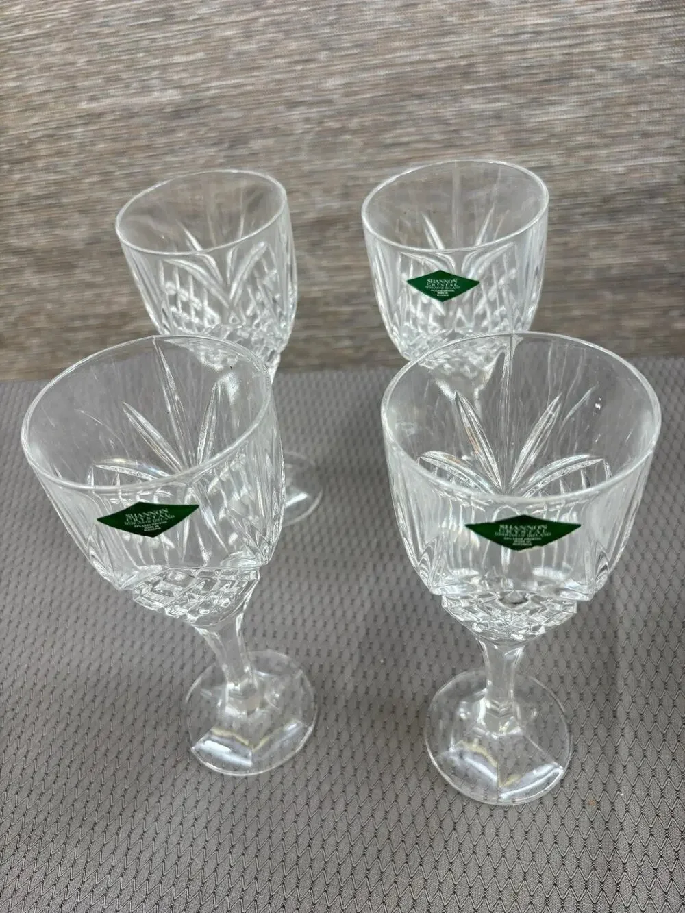 Dublin Set of Four 9oz 24% Lead Crystal Goblets by Godinger 1980s NEW